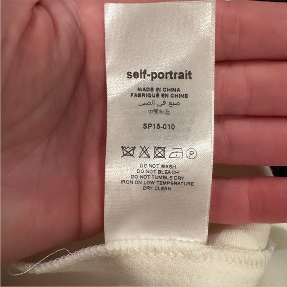 SELF-PORTRAIT Black & White Monochrome Crepe Bow Longsleeve Mini Dress Size 4 - Picture 15 of 16